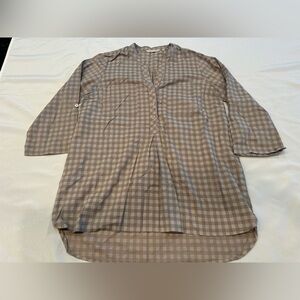 Soft Surroundings Brown Checked Women’s Blouse Size Medium